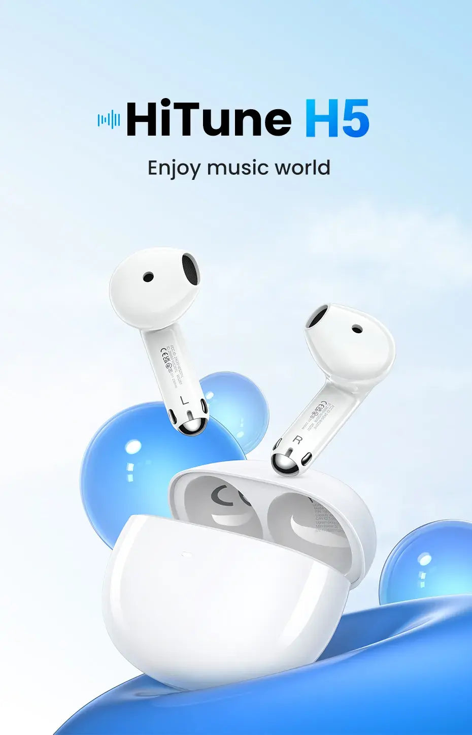 UGREEN HiTune H5 True Wireless Bluetooth 5.3 Active Noise Cancelling Earbuds 26H Battery 13.6mm Drivers White 15612 Ugreen
