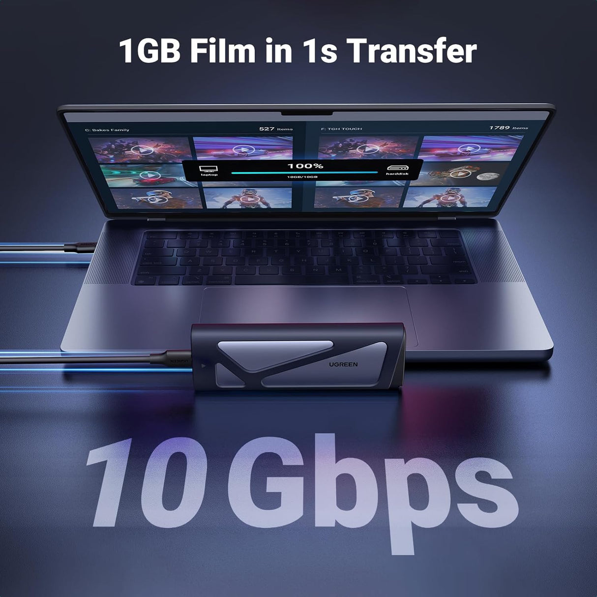 UGREEN M.2 NVMe SATA SSD Enclosure 10Gbps USB 3.2 Gen 2 M Key B Key External Case UASP Trim 2230 2242 2260 2280 (15813) Ugreen