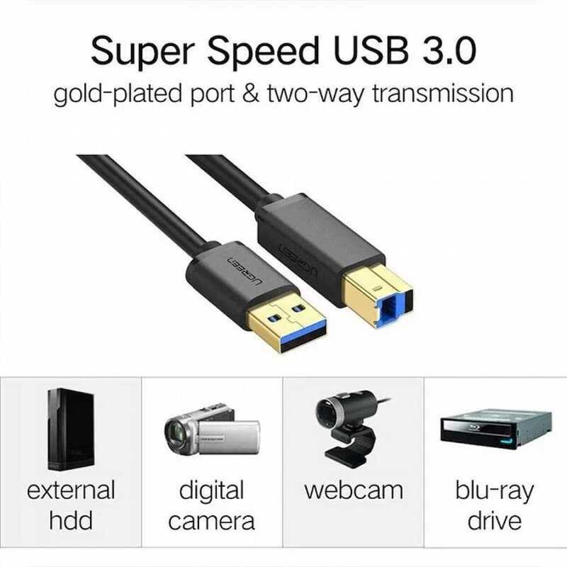 UGREEN USB 3.0 A to B Printer Cable 1M High Speed Male to Male HP Canon Epson Brother Printer Scanner Fax Drive (30753) Ugreen