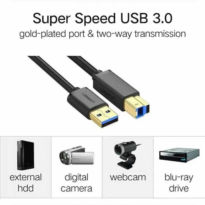 UGREEN USB 3.0 A to B Printer Cable 1M High Speed Male to Male HP Canon Epson Brother Printer Scanner Fax Drive (30753) Ugreen