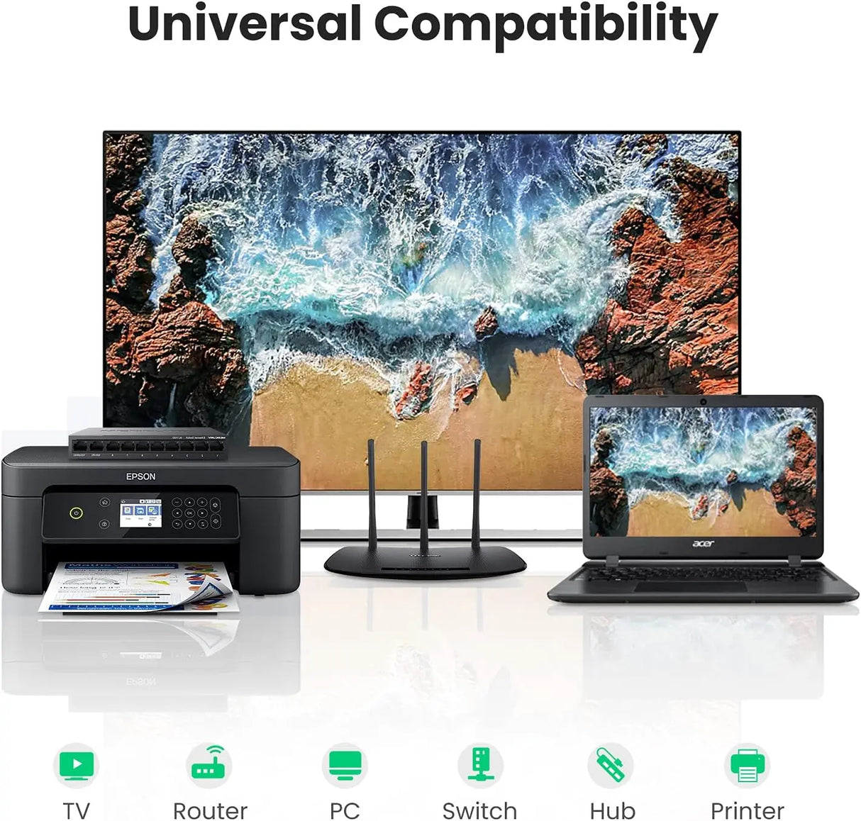 UGREEN RJ45 Ethernet Coupler Female to Female Cat5e Cat6 Cat7 10Gbps Compact Keystone Connector Nickel Plated (20311) Ugreen