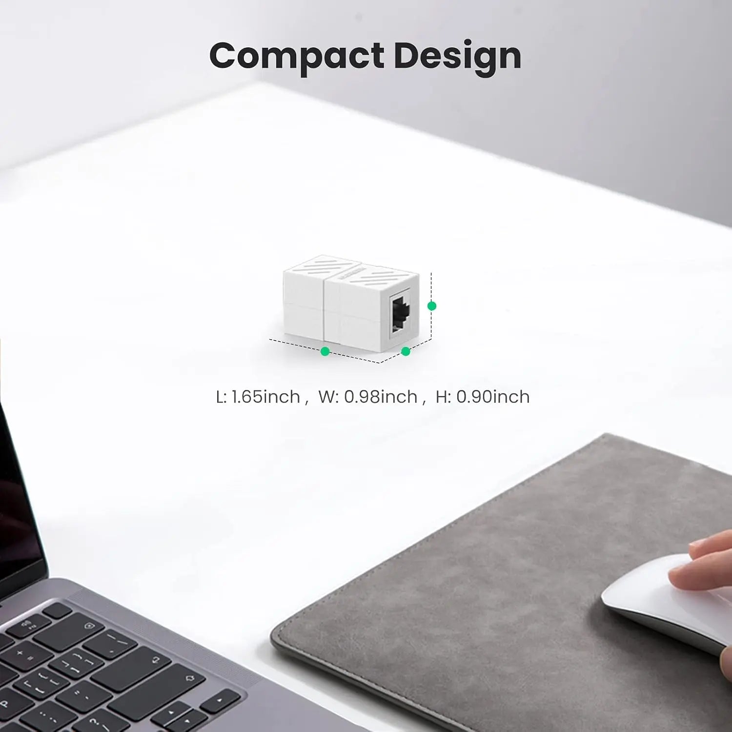 UGREEN RJ45 Ethernet Coupler Female to Female Cat5e Cat6 Cat7 10Gbps Compact Keystone Connector Nickel Plated (20311)