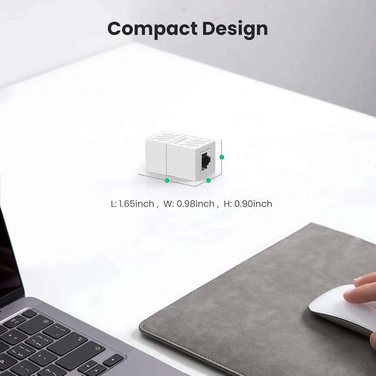 UGREEN RJ45 Ethernet Coupler Female to Female Cat5e Cat6 Cat7 10Gbps Compact Keystone Connector Nickel Plated (20311) Ugreen