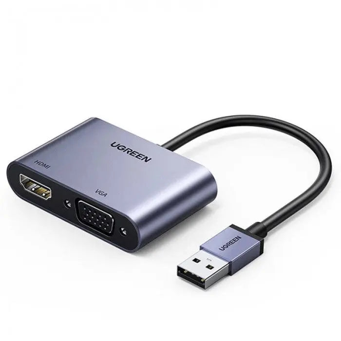 UGREEN USB 3.0 to HDMI VGA Adapter 15cm Aluminum Multiport Converter 1080P HD Video Laptop PC Monitor Projector 20518 Ugreen