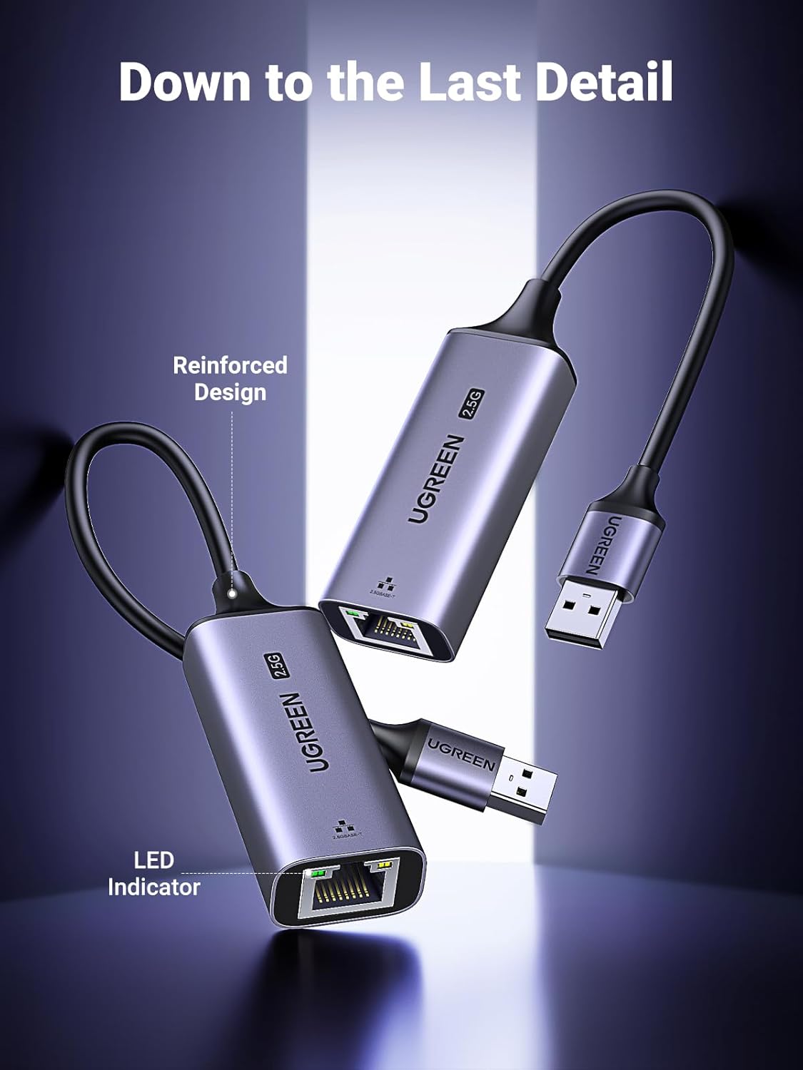 UGREEN USB to Ethernet Adapter 2.5Gb Aluminum USB 3.0 RJ45 Network LAN Dongle Laptop MacBook Air Pro XPS Windows (25051) Ugreen