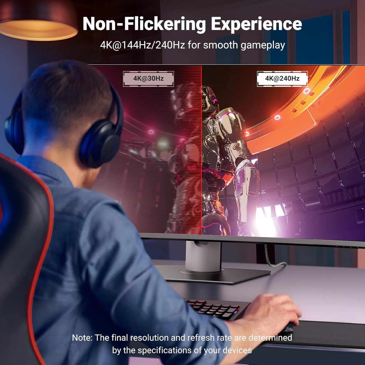 UGREEN USB C to DisplayPort Cable 1M 8K 60Hz 4K 240Hz Type-C Thunderbolt 4/3 DP 32.4Gbps iPhone 16 MacBook iPad (25157) Ugreen