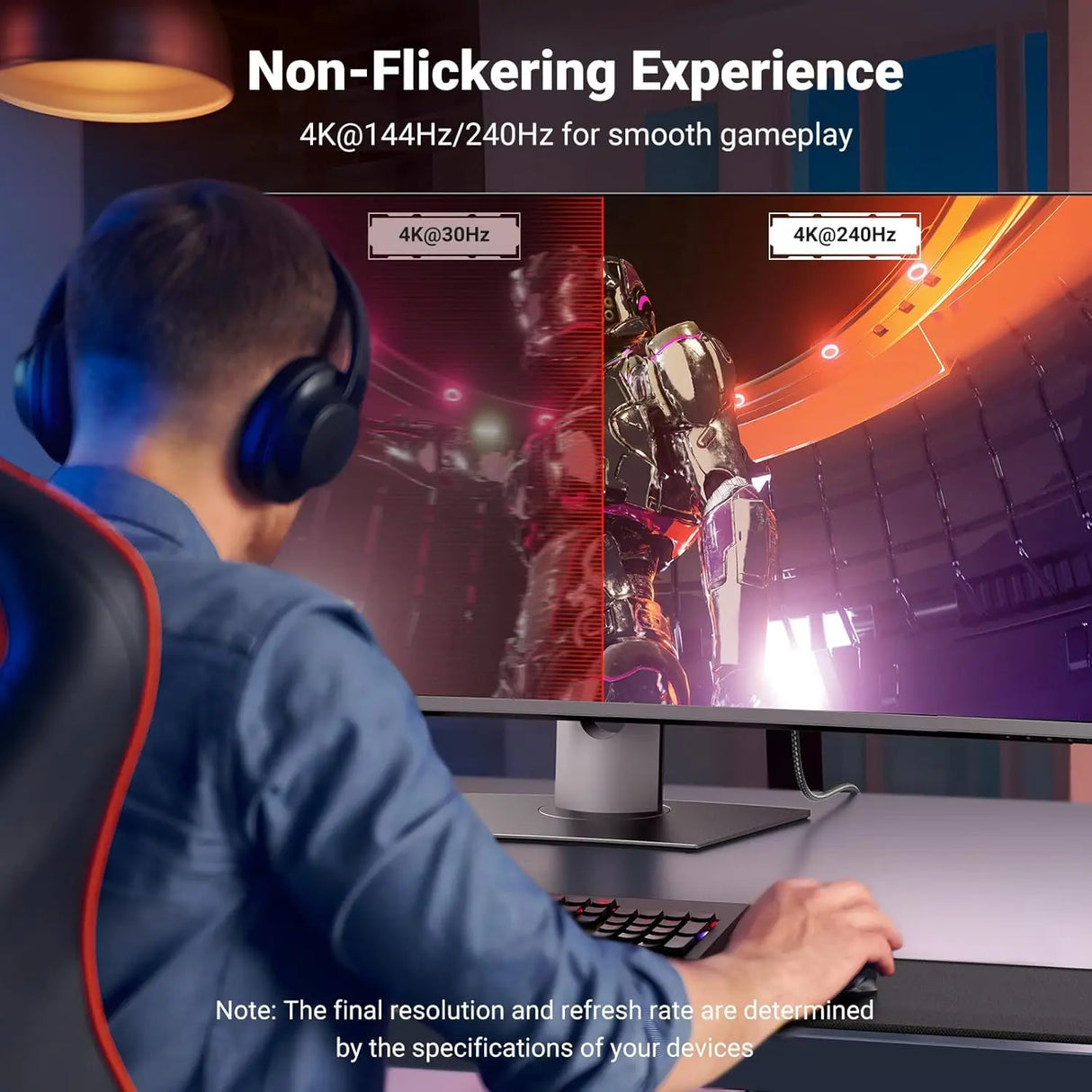 UGREEN USB C to DisplayPort Cable 1M 8K 60Hz 4K 240Hz Type-C Thunderbolt 4/3 DP 32.4Gbps iPhone 16 MacBook iPad (25157) Ugreen