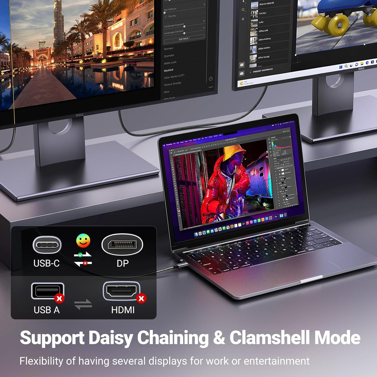 UGREEN USB C to DisplayPort Cable 1M 8K 60Hz 4K 240Hz Type-C Thunderbolt 4/3 DP 32.4Gbps iPhone 16 MacBook iPad (25157) Ugreen