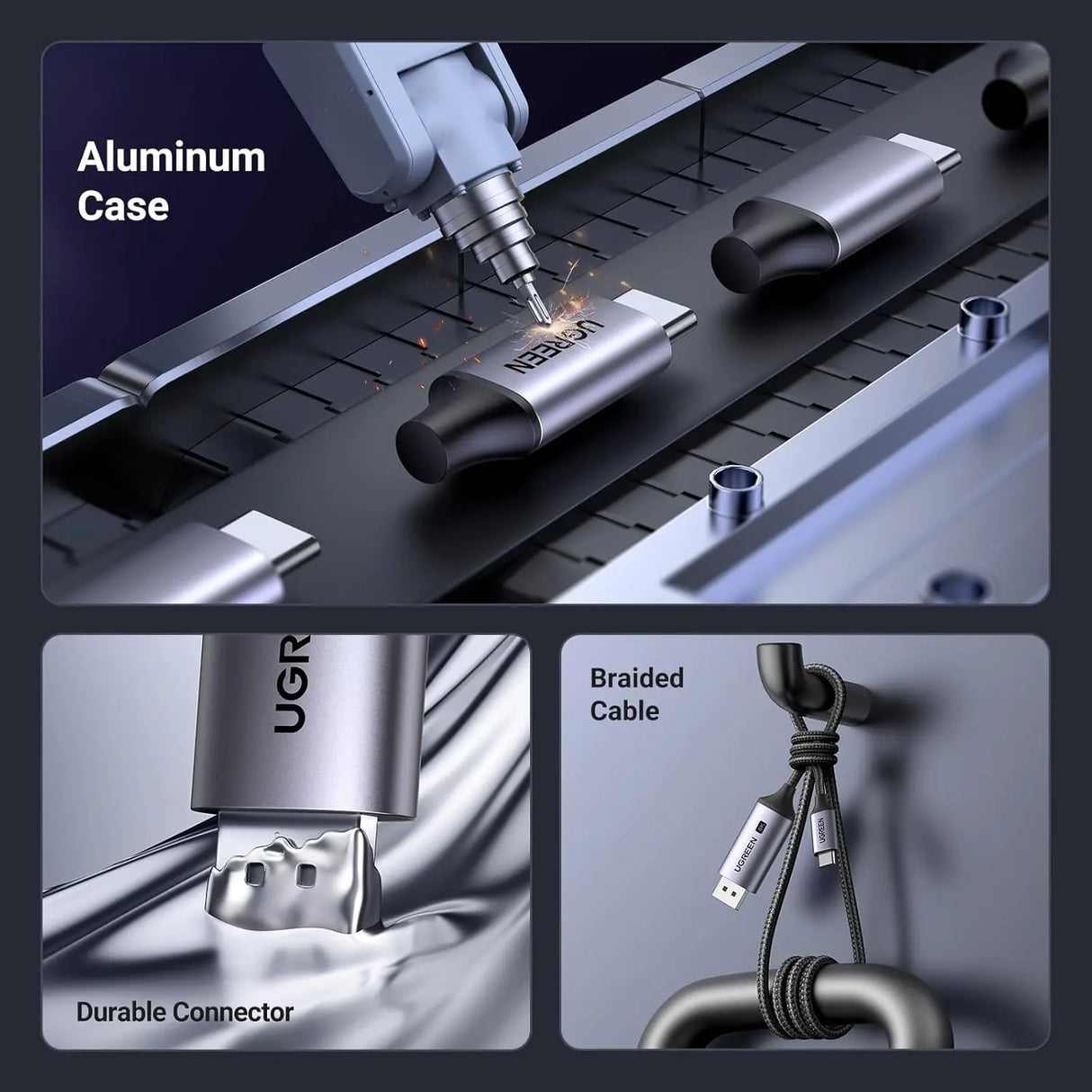 UGREEN USB C to DisplayPort Cable 1M 8K 60Hz 4K 240Hz Type-C Thunderbolt 4/3 DP 32.4Gbps iPhone 16 MacBook iPad (25157) Ugreen