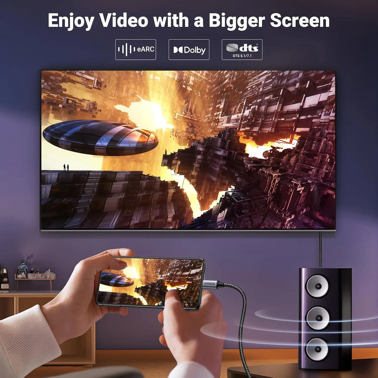 UGREEN USB C to DisplayPort Cable 1M 8K 60Hz 4K 240Hz Type-C Thunderbolt 4/3 DP 32.4Gbps iPhone 16 MacBook iPad (25157) Ugreen