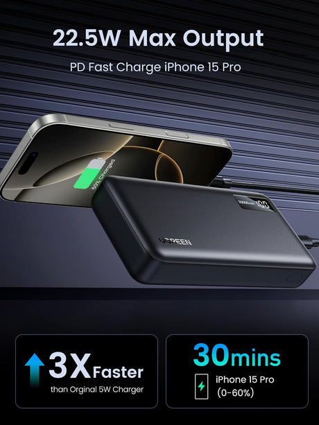 UGREEN 20000mAh Power Bank 20W PD QC 3.0 Two-Way Fast Charging Portable Charger iPhone Samsung Xiaomi OnePlus iPad (25683) Ugreen
