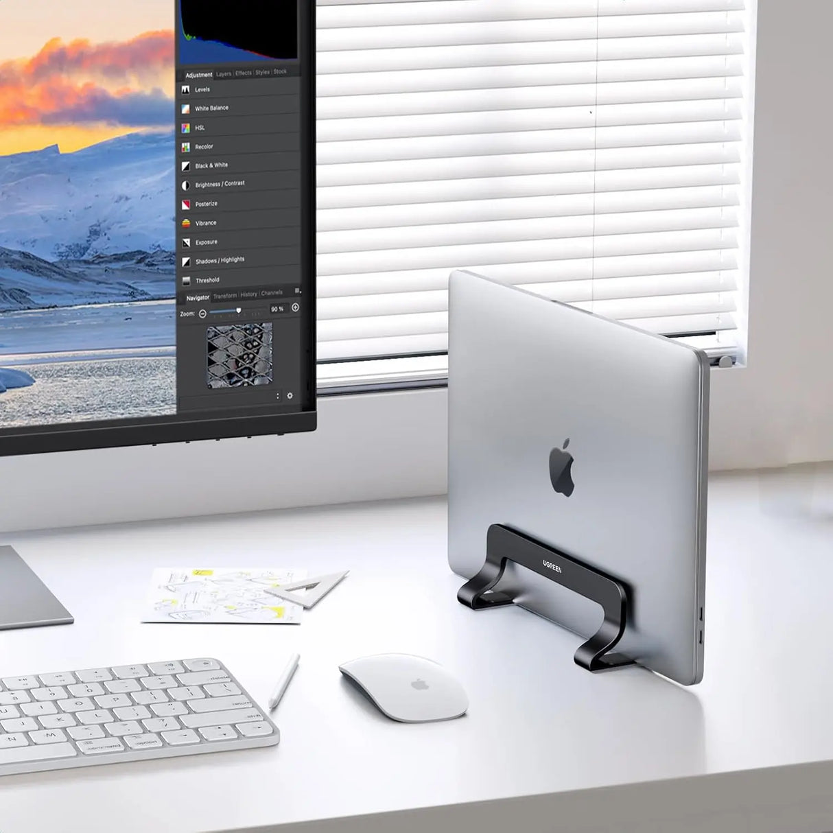 UGREEN Vertical Laptop Stand Adjustable Aluminum Dock MacBook Surface Chromebook 15.6 Inch Desktop Holder Space Saver (25706) Ugreen