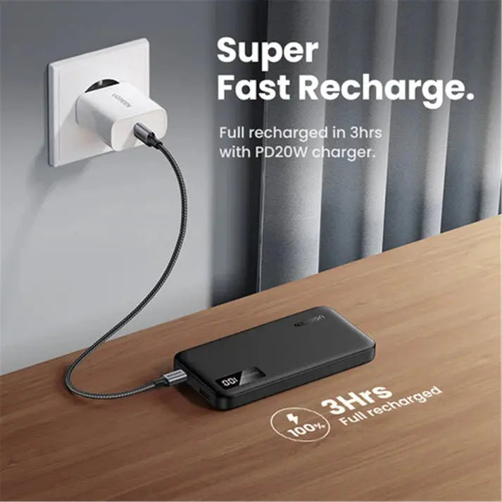 UGREEN 10000mAh Power Bank 20W PD QC 3.0 Two-Way Fast Charging Portable Charger iPhone Samsung Xiaomi OnePlus iPad (25742) Ugreen