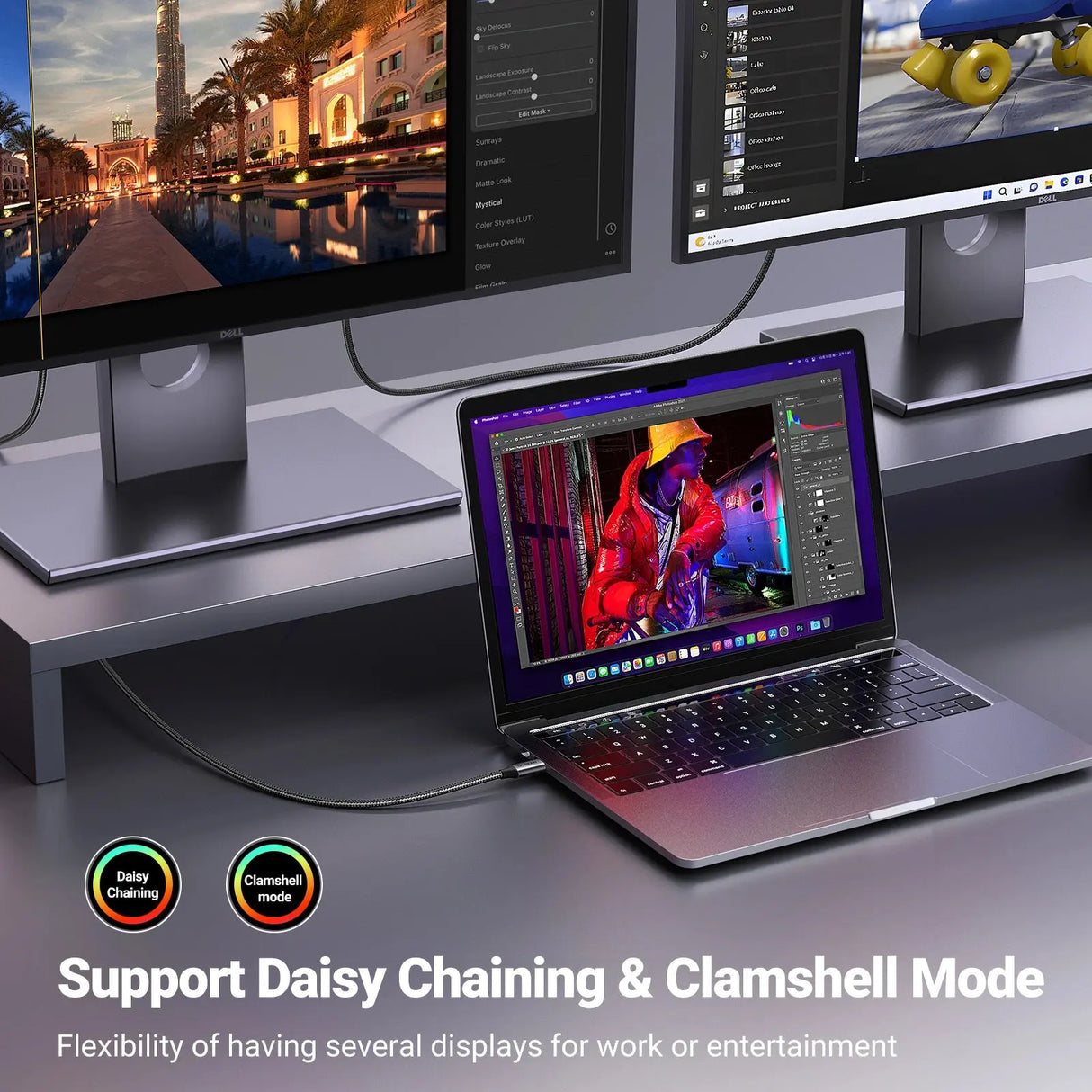 UGREEN USB C to DisplayPort Cable 3M 8K 60Hz 4K 240Hz Type-C Thunderbolt 4/3 DP 32.4Gbps iPhone 16 MacBook iPad (25839)