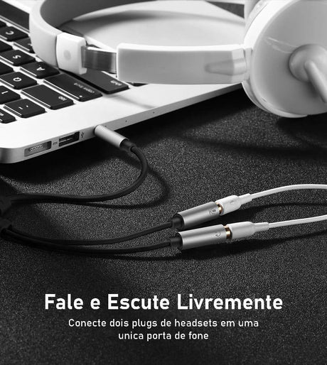 UGREEN 3.5mm Audio Y Splitter Cable Male to 2 Female Earphone Headset Adapter PS4 Xbox Laptop Phone PC Gaming MIC Gray (30619) Ugreen