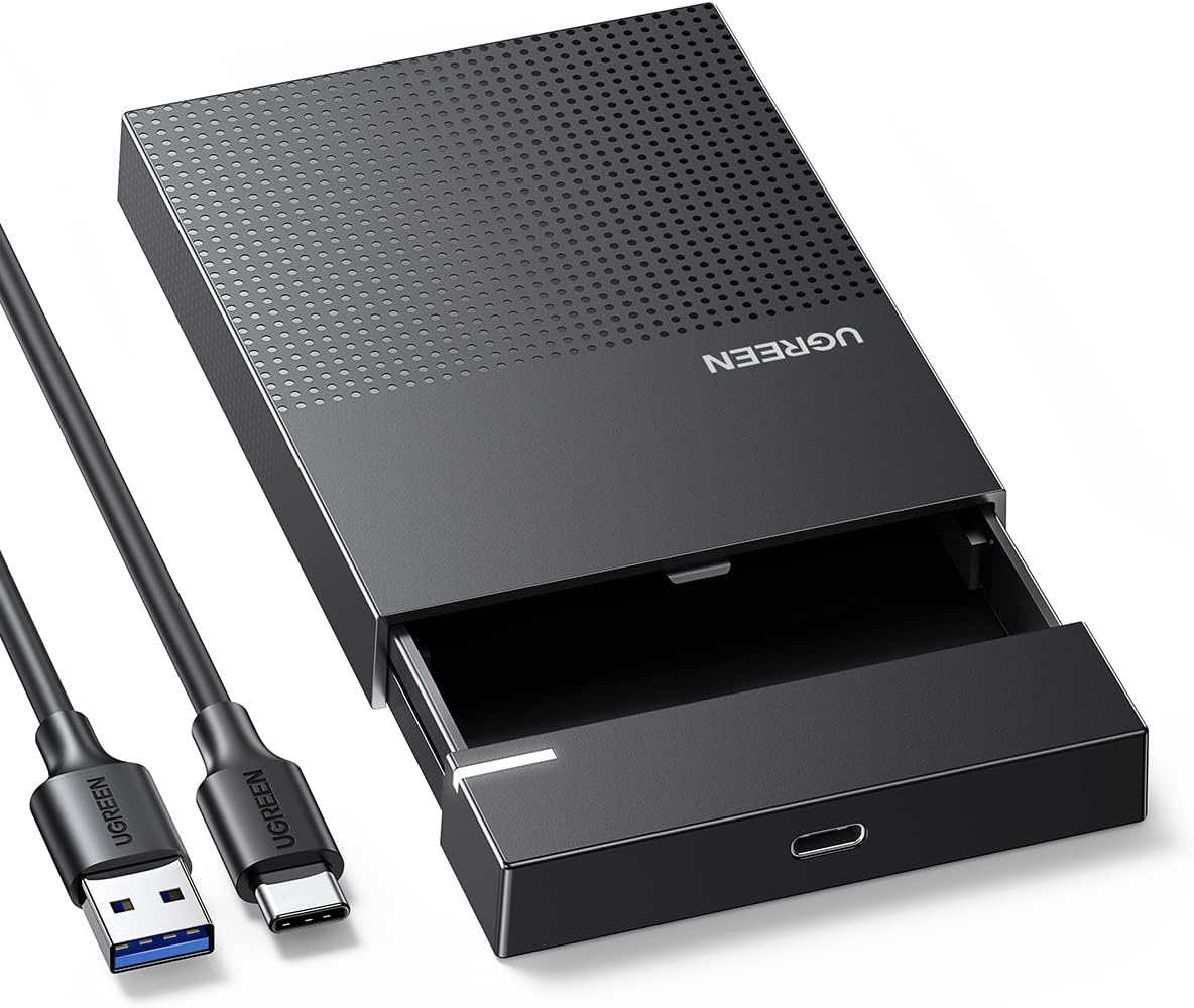 UGREEN 2.5 Inch External Hard Drive Enclosure USB 3.0 USB-C to USB-A Cable Tool-Free SATA SSD HDD Adapter Case (30727) Ugreen