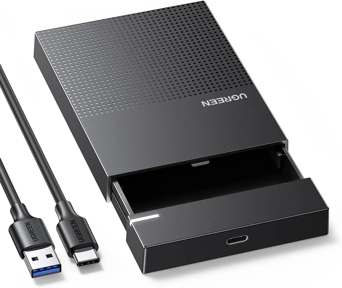 UGREEN 2.5 Inch External Hard Drive Enclosure USB 3.0 USB-C to USB-A Cable Tool-Free SATA SSD HDD Adapter Case (30727) Ugreen