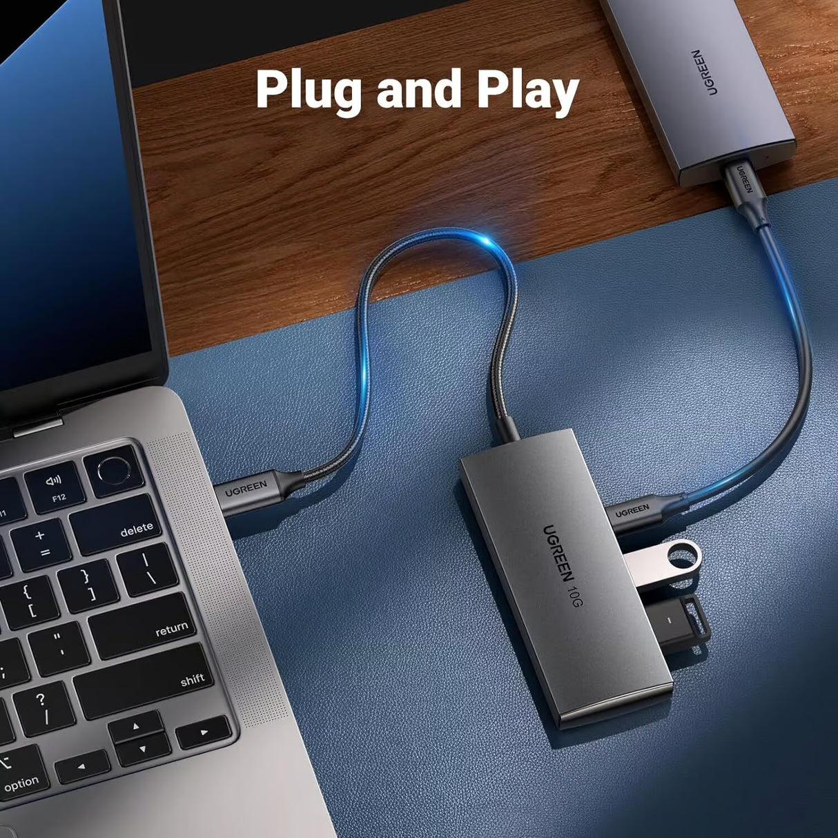 UGREEN USB C Hub 10Gbps 4 Port Aluminum USB 3.2 Splitter 2 USB-C 2 USB-A Data Ports Laptop MacBook PC Type-C Hub (30758) Ugreen