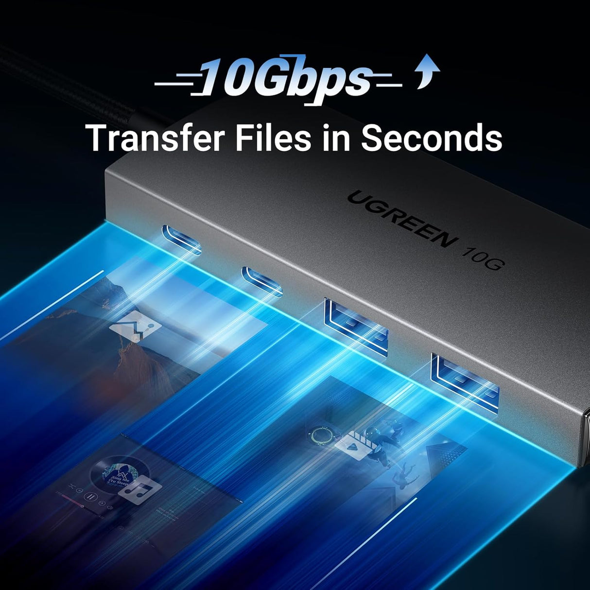 UGREEN USB C Hub 10Gbps 4 Port Aluminum USB 3.2 Splitter 2 USB-C 2 USB-A Data Ports Laptop MacBook PC Type-C Hub (30758) Ugreen