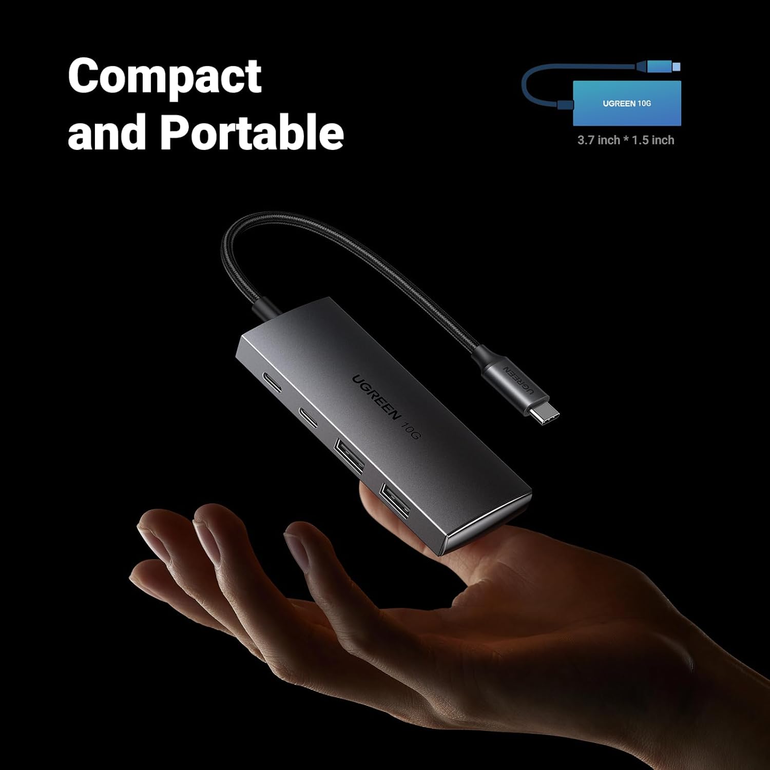 UGREEN USB C Hub 10Gbps 4 Port Aluminum USB 3.2 Splitter 2 USB-C 2 USB-A Data Ports Laptop MacBook PC Type-C Hub (30758) Ugreen