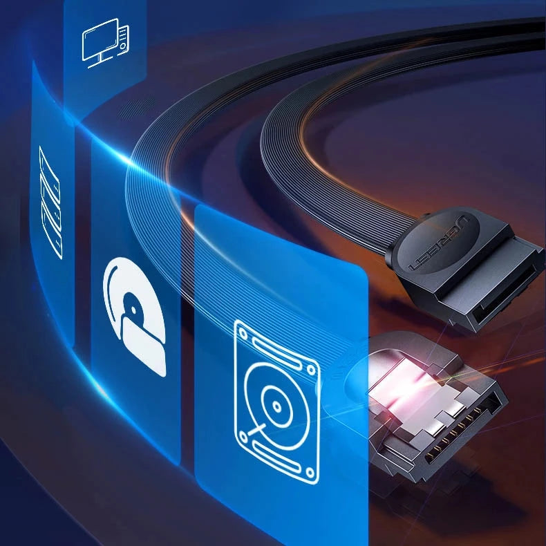 UGREEN SATA III 6Gbps Data Cable 0.5m SATA 3.0 Straight Connector Secure Latch High Speed HDD SSD Hard Drive Black (30796) Ugreen India