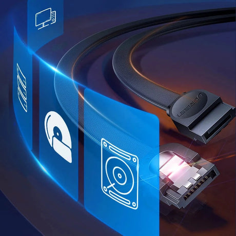 UGREEN SATA III 6Gbps Data Cable 0.5m SATA 3.0 Straight Connector Secure Latch High Speed HDD SSD Hard Drive Black (30796) Ugreen India