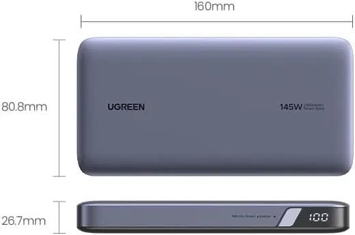 UGREEN 145W 25000mAh Power Bank Nexode 3-Port USB C PD Laptop Portable Charger MacBook Pro Dell XPS iPhone 16 iPad (90597A)