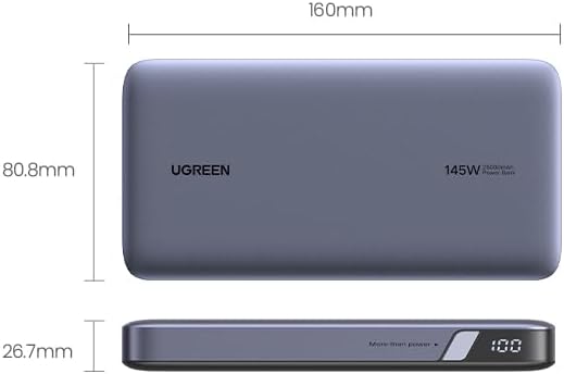 UGREEN 145W 25000mAh Power Bank Nexode 3-Port USB C PD Laptop Portable Charger MacBook Pro Dell XPS iPhone 16 iPad (90597A) Ugreen