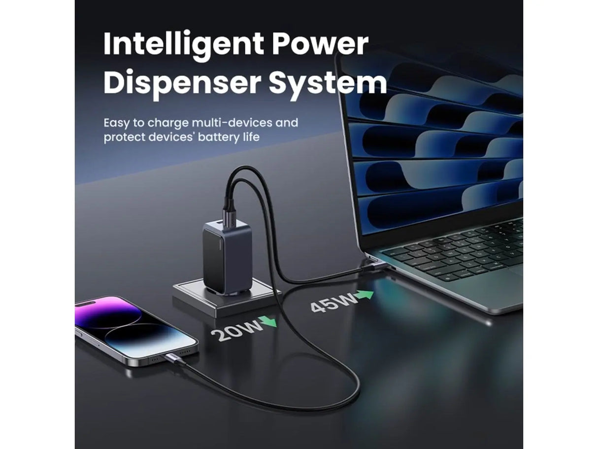 UGREEN Nexode S 65W GaN Fast Charger 3-Port USB-C Wall Charger 2 USB-C PD 1 USB-A MacBook iPhone 15 Galaxy iPad (35042) Ugreen