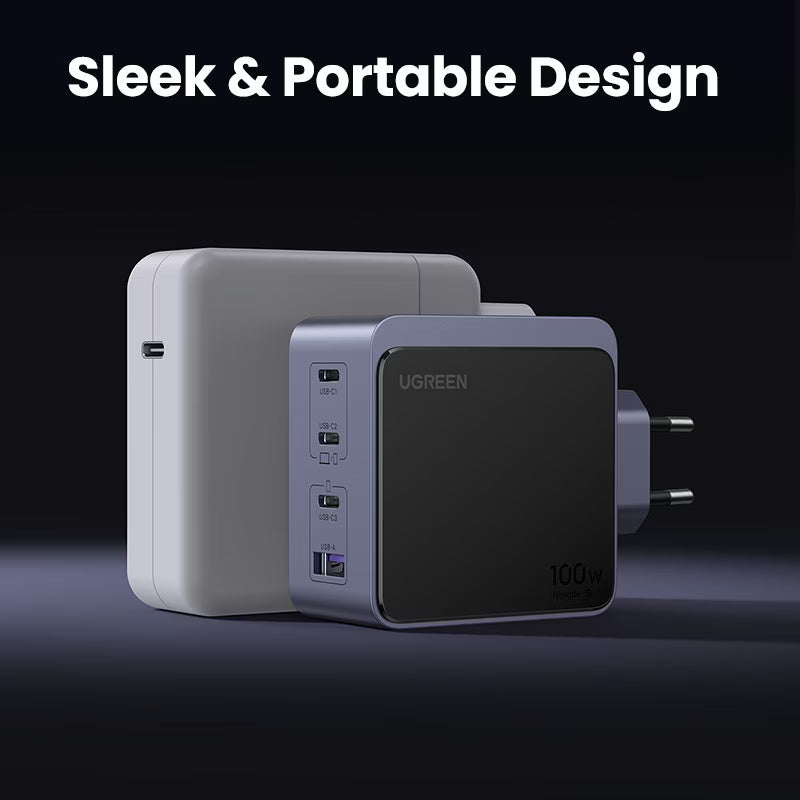 UGREEN Nexode S 100W 4-Port GaN Fast Wall Charger USB-C Power Delivery USB-A Compact Foldable MacBook iPhone iPad (35043) Ugreen