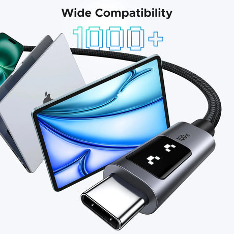 UGREEN Uno USB C Cable 2M 6ft 100W 20V 5A Fast Charging Type-C iPhone 16 15 MacBook Galaxy S25 S24 iPad LED Display (35512) Ugreen