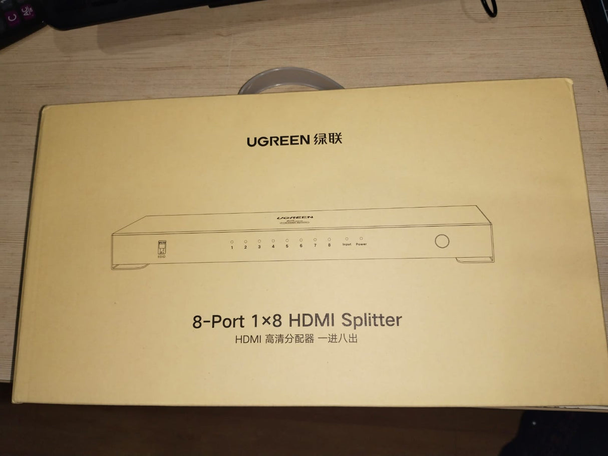 UGREEN 1x8 HDMI Splitter 1 In 8 Out HDMI Amplifier Splitter Full HD 1080P UHD 3D TV Monitor Projector Multi Display 40203EU Ugreen