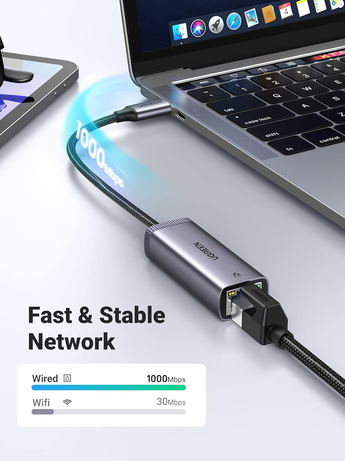 UGREEN USB C to Ethernet Adapter Gigabit 1000 Mbps LAN Network RJ45 Internet Nintendo Switch Laptop MacBook Surface (40322) Ugreen