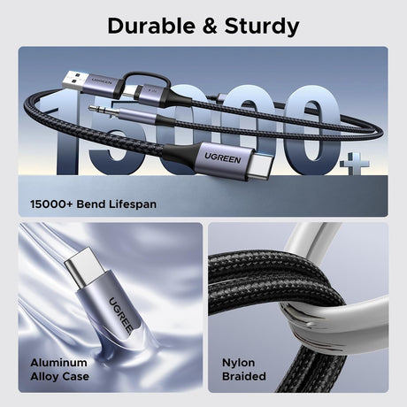 UGREEN USB C to 3.5mm Audio Cable Charger 2 in 1 Hi-Res Type-C AUX Headphone Adapter Car Stereo Music Cable (45009) Ugreen India