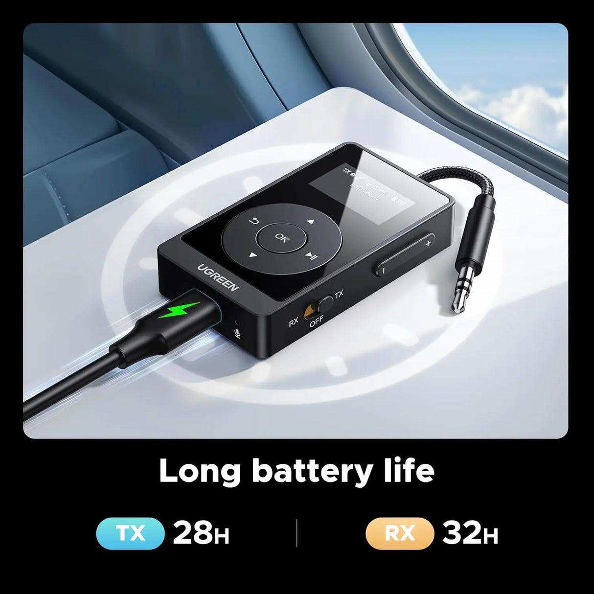 UGREEN Bluetooth 5.3 Transmitter Receiver aptX Low Latency 2-in-1 Wireless Audio Adapter TV Car Stereo Headphones (45492) Ugreen