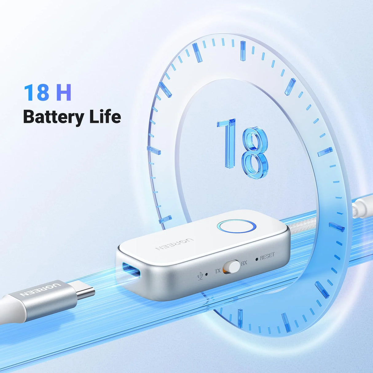 UGREEN Bluetooth 5.4 Transmitter and Receiver 2-in-1 Wireless Audio Adapter for TV, Car, Airplane & Headphones (45812)
