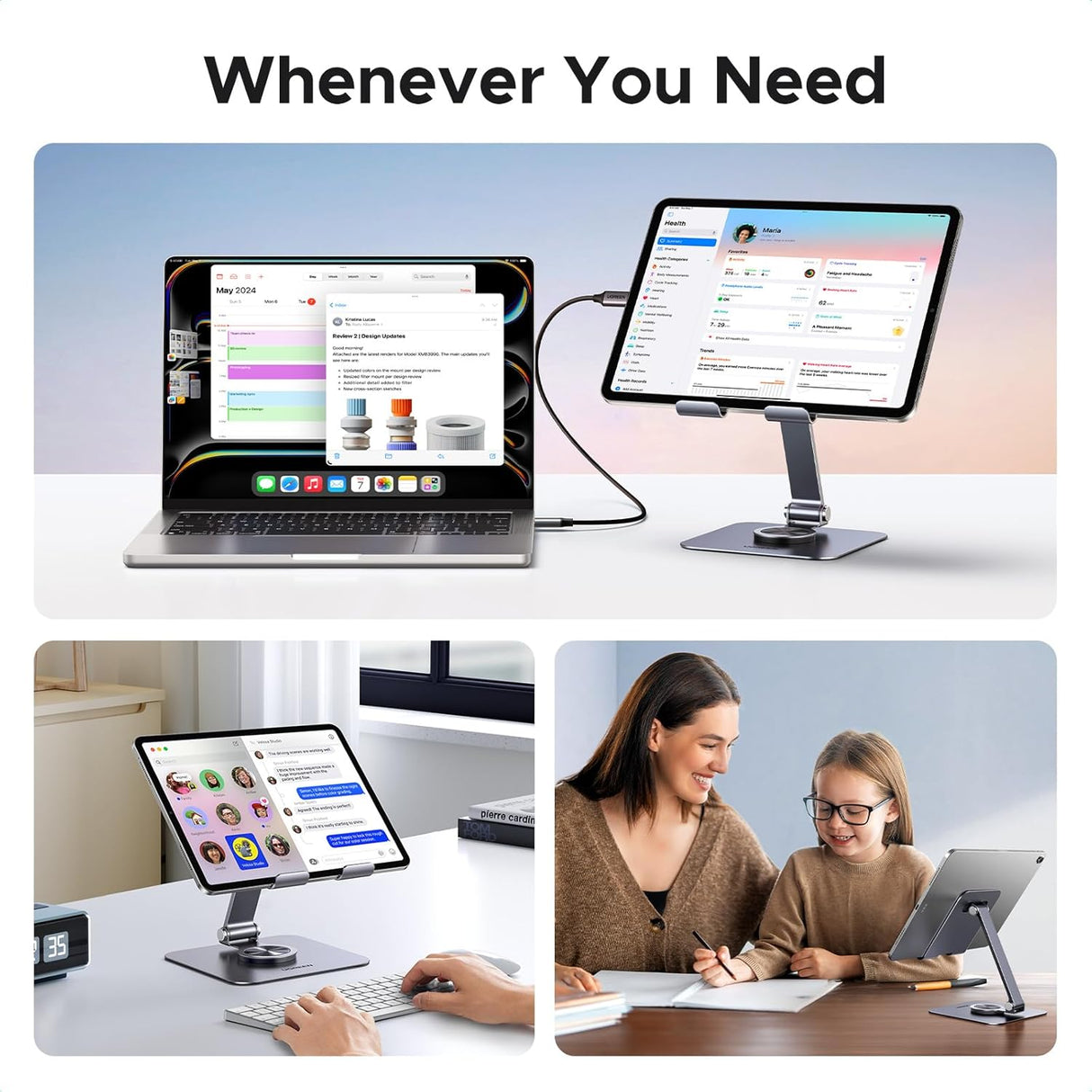 UGREEN Tablet Stand Holder Desk 360° Rotating Aluminum Adjustable Multi-Angle Home Office iPad Pro Air Mini 13 12.9 11 (45860) Ugreen