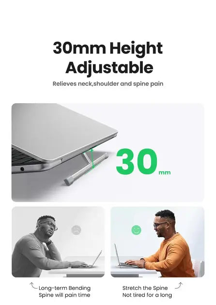 UGREEN Adjustable Clip-On Laptop Stand MacBook PC 11-17" Foldable Aluminum Holder Ergonomic Angle Space-Saving (45415) Ugreen