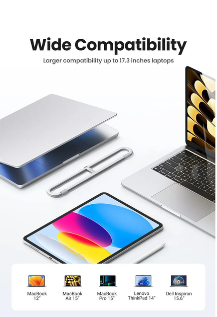 UGREEN Adjustable Clip-On Laptop Stand MacBook PC 11-17" Foldable Aluminum Holder Ergonomic Angle Space-Saving (45415) Ugreen