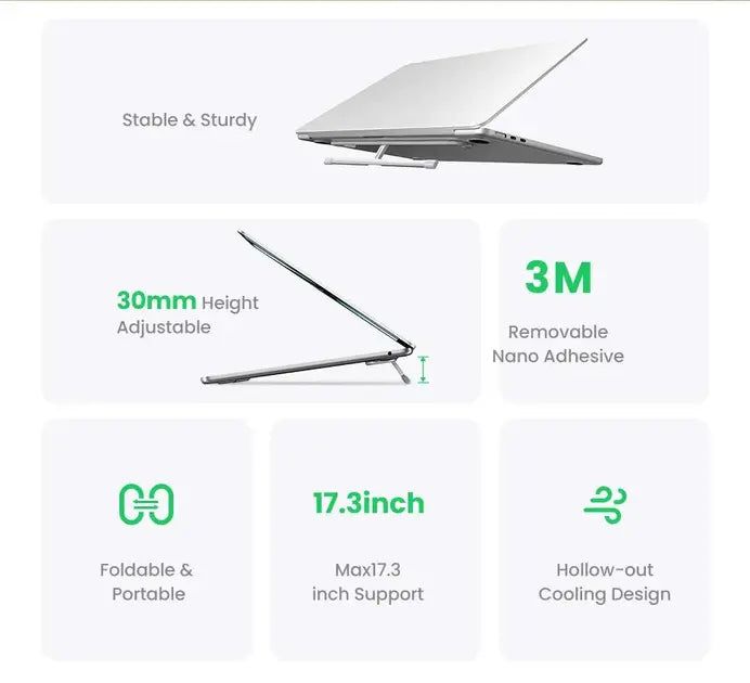 UGREEN Adjustable Clip-On Laptop Stand MacBook PC 11-17" Foldable Aluminum Holder Ergonomic Angle Space-Saving (45415) Ugreen