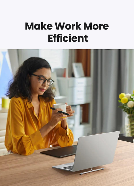 UGREEN Adjustable Clip-On Laptop Stand MacBook PC 11-17" Foldable Aluminum Holder Ergonomic Angle Space-Saving (45415) Ugreen