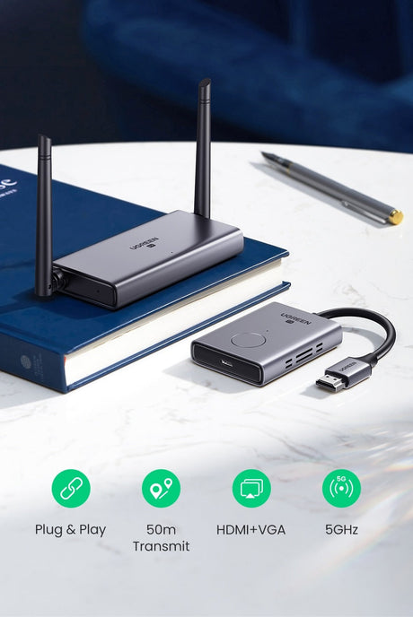 UGREEN 50M Wireless HDMI VGA Extender Transmitter Receiver 1080P 60Hz 5GHz Long Range Display Adapter Kit 50633A Ugreen