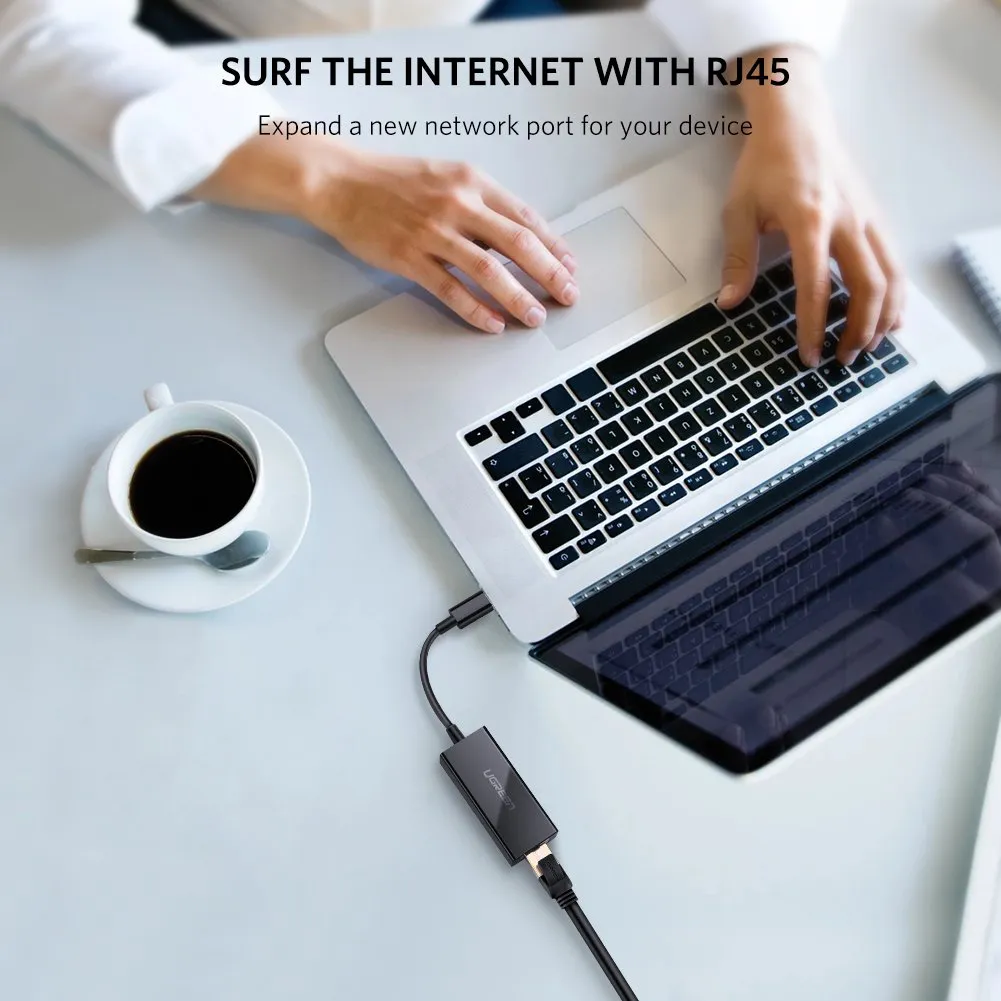 UGREEN USB C to Ethernet Adapter Type-C RJ45 Gigabit LAN Network 1000Mbps MacBook Pro Air iPad Dell XPS Surface (50307) Ugreen