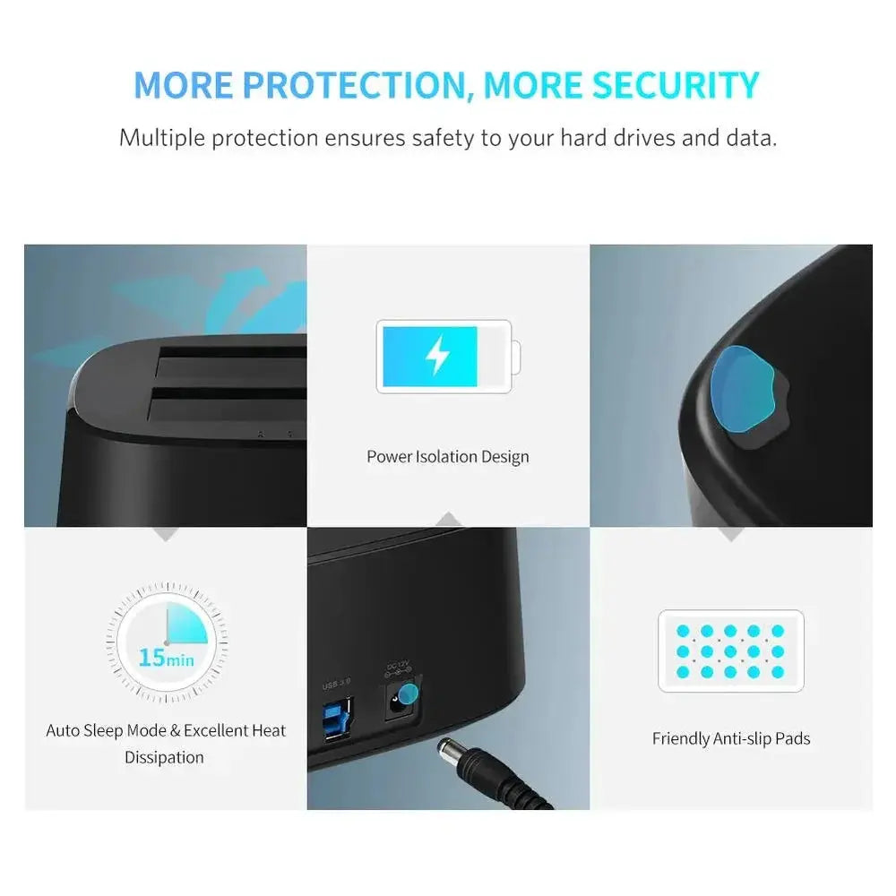 "UGREEN Dual Bay USB 3.0 SATA Docking Station 2.5 3.5 HDD SSD External Drive Enclosure 12TB Clone Laptop PC Mac 50857