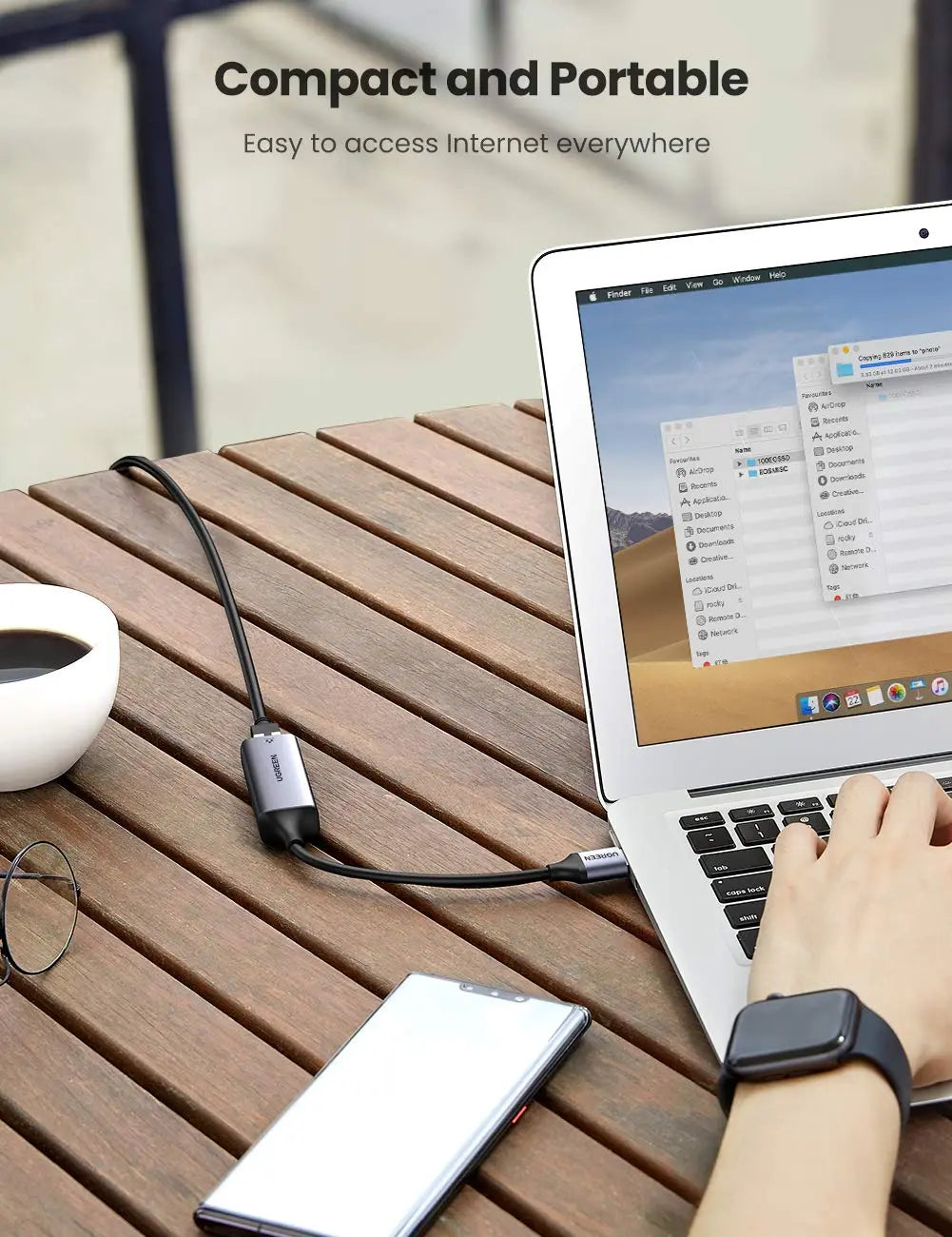 UGREEN USB Ethernet Adapter Aluminum USB 3.0 Gigabit RJ45 LAN 1000Mbps Nintendo Switch MacBook iMac XPS Surface Grey (50922)