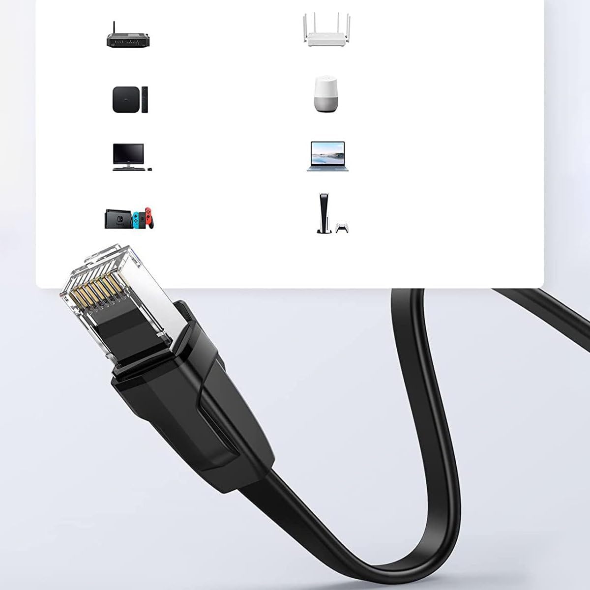 UGREEN 0.5M Cat 6 U/UTP Lan Flat Cable, Black (50172)