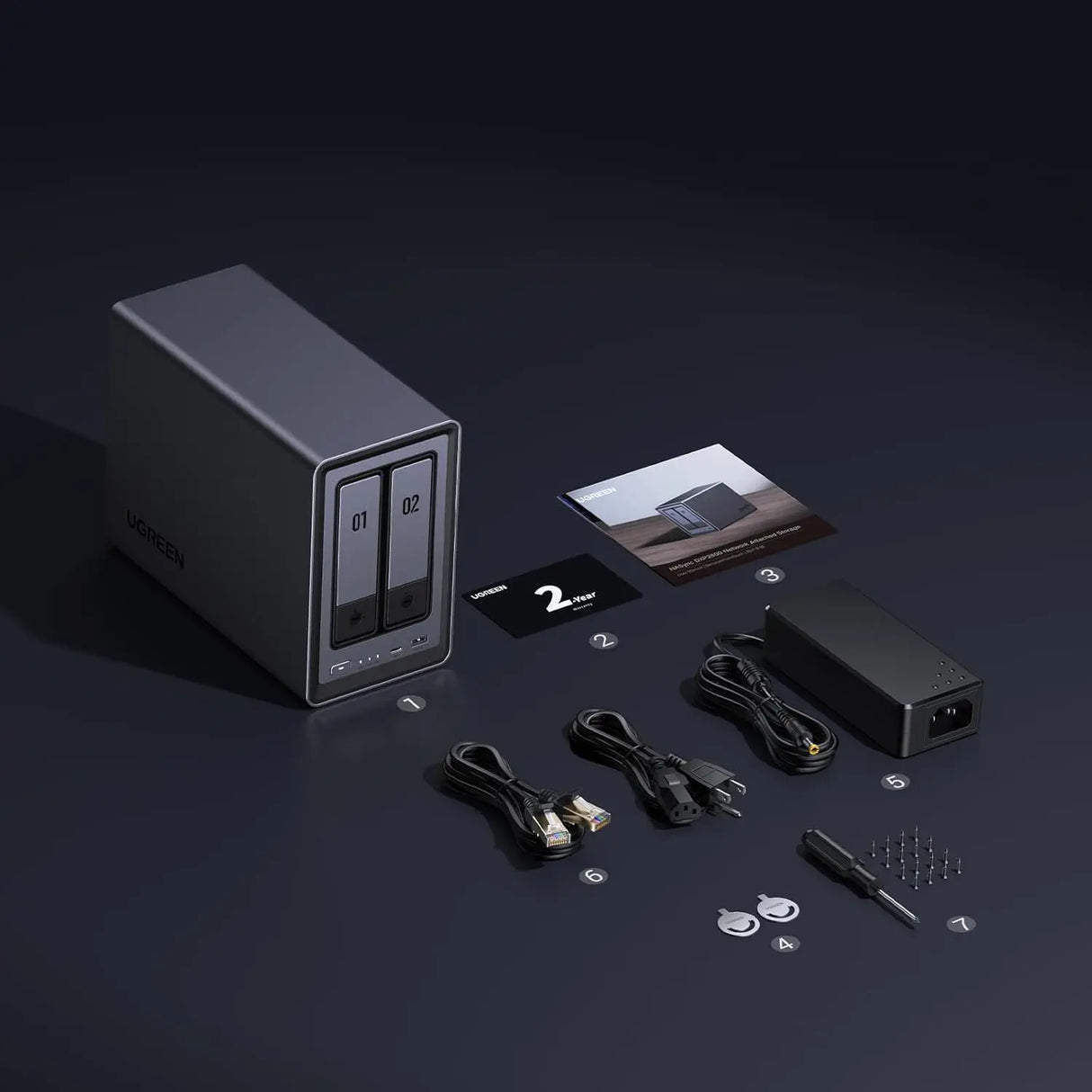 UGREEN DXP2800 Network Attached Storage 2-Bay SATA Intel X86 12th Gen N Series 4 Core 8GB DDR5 2.5GbE 32GB eMMC (25369) Ugreen