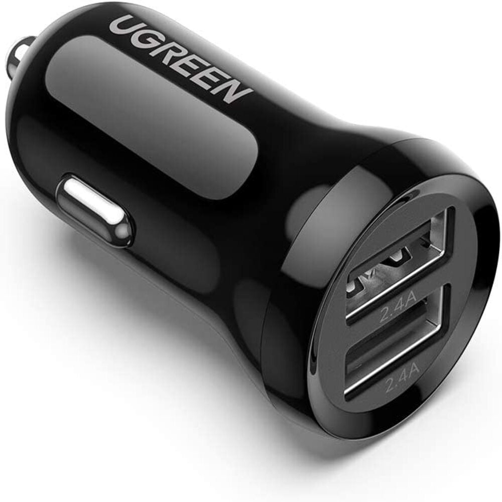 UGREEN 24W Dual USB Car Charger 4.8A Fast Charging Adapter iPhone 14/13/12/11 Galaxy S22/S21/S10 iPad Pro Air Mini (50875)