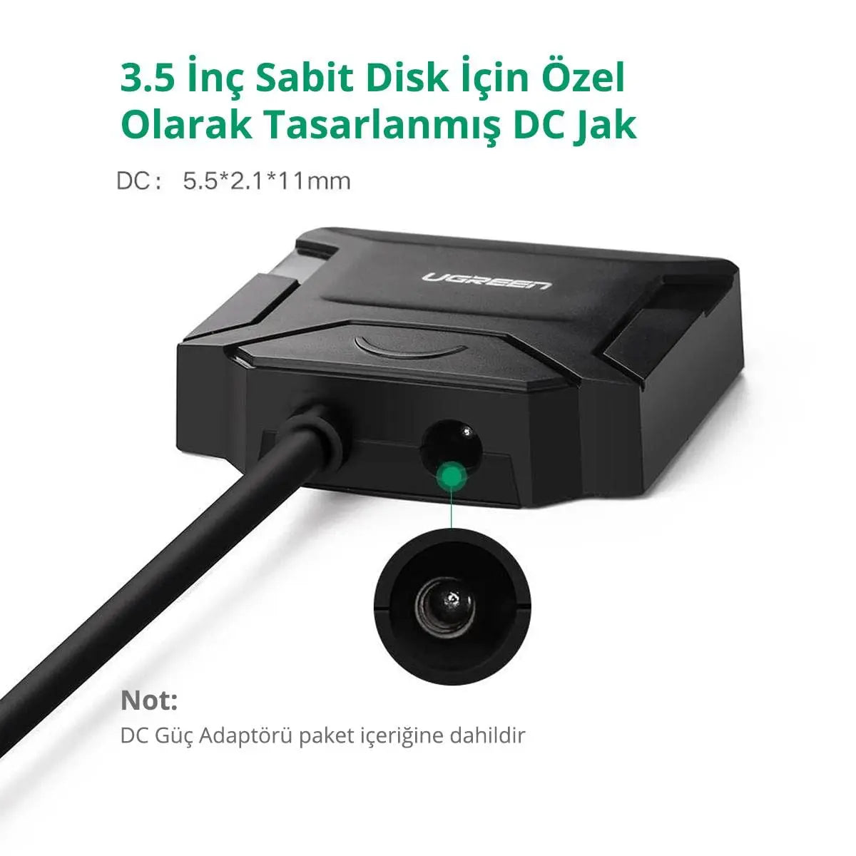 UGREEN USB 3.0 SATA Adapter Cable 5Gbps External Hard Drive Converter 2.5" 3.5" HDD SSD 12V Power Supply (20611)