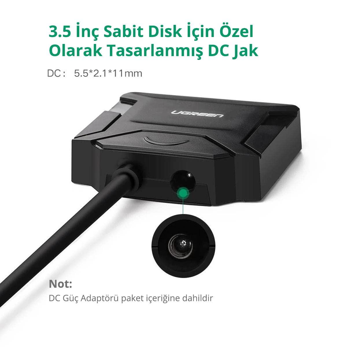 UGREEN USB 3.0 SATA Adapter Cable 5Gbps External Hard Drive Converter 2.5" 3.5" HDD SSD 12V Power Supply (20611) Ugreen